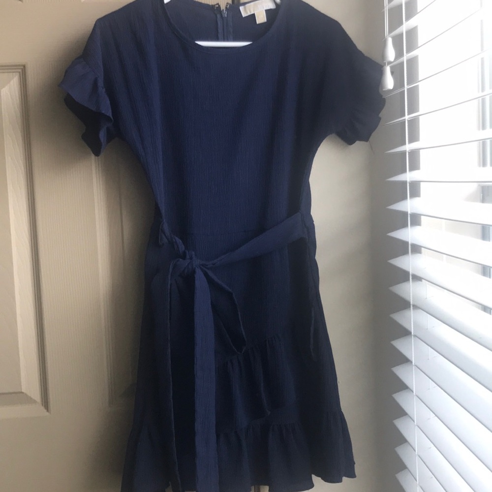 Navy ruffled dress